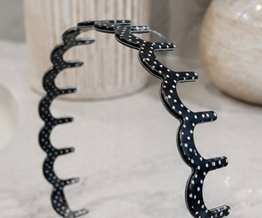 Black Polka Dot Zig-Zag Headband