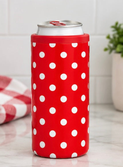 Hard Cooling Can in Red Polka Dot