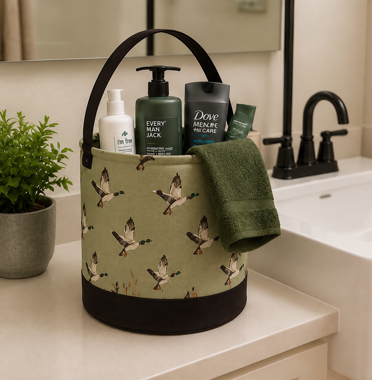 Green Duck Round Storage Bin