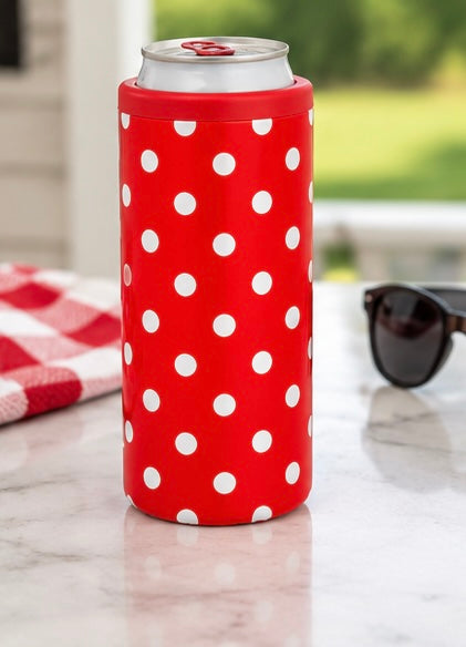 Hard Cooling Can in Red Polka Dot
