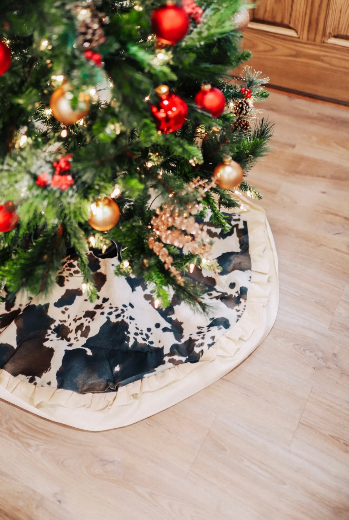 Brown Cowhide Christmas Tree Skirt
