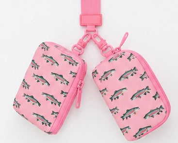 Pink Rainbow Trout Dual Pouch Wristlet