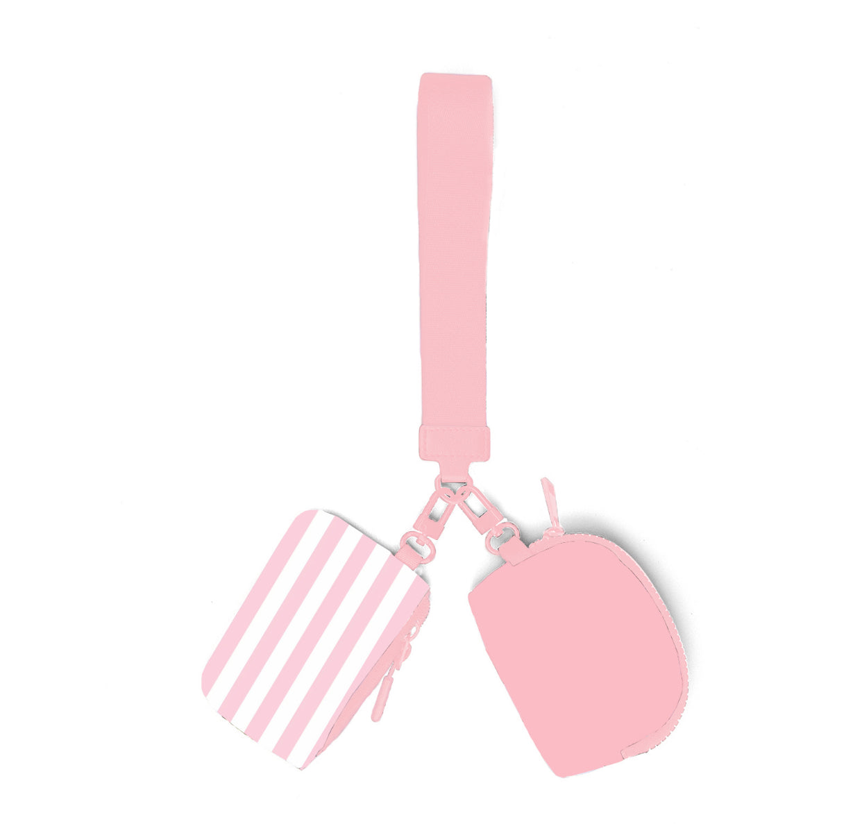 Pink Striped Dual Pouch Wristlet