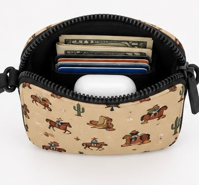 Vintage Cowboy Dual Pouch Wristlet