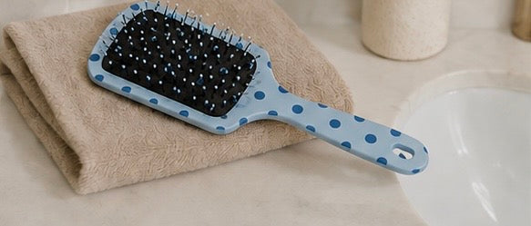 Blue Polka Dot Hairbrush
