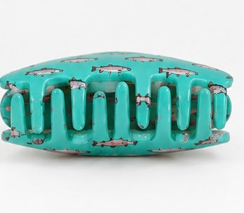 Teal Rainbow Trout Claw Clip