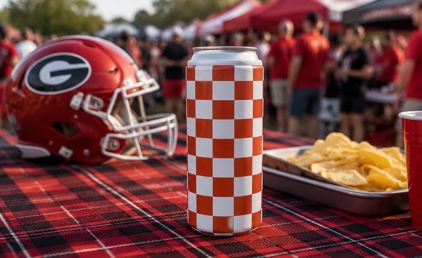 Hard Cooling Can in Red &amp; White Checkerboard