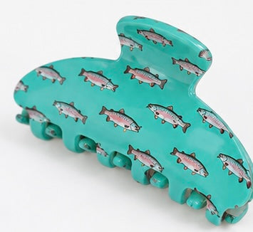 Teal Rainbow Trout Claw Clip