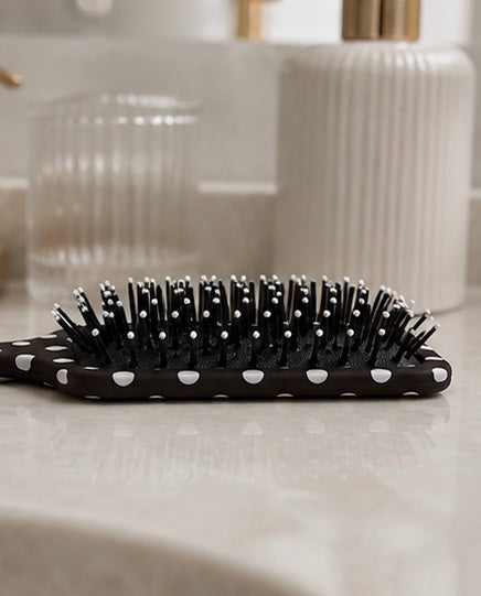 Black Polka Dot Hairbrush