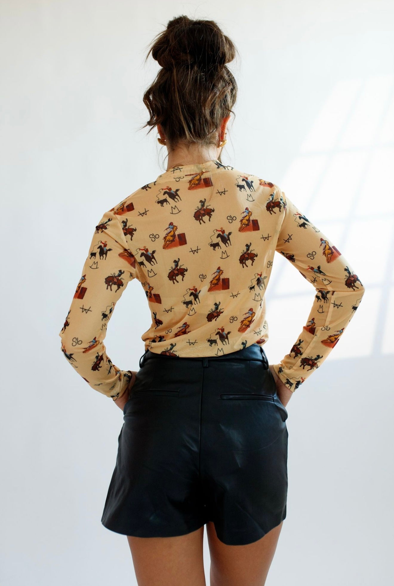 Kids Vintage Cowboy Sheer Mock Neck Top