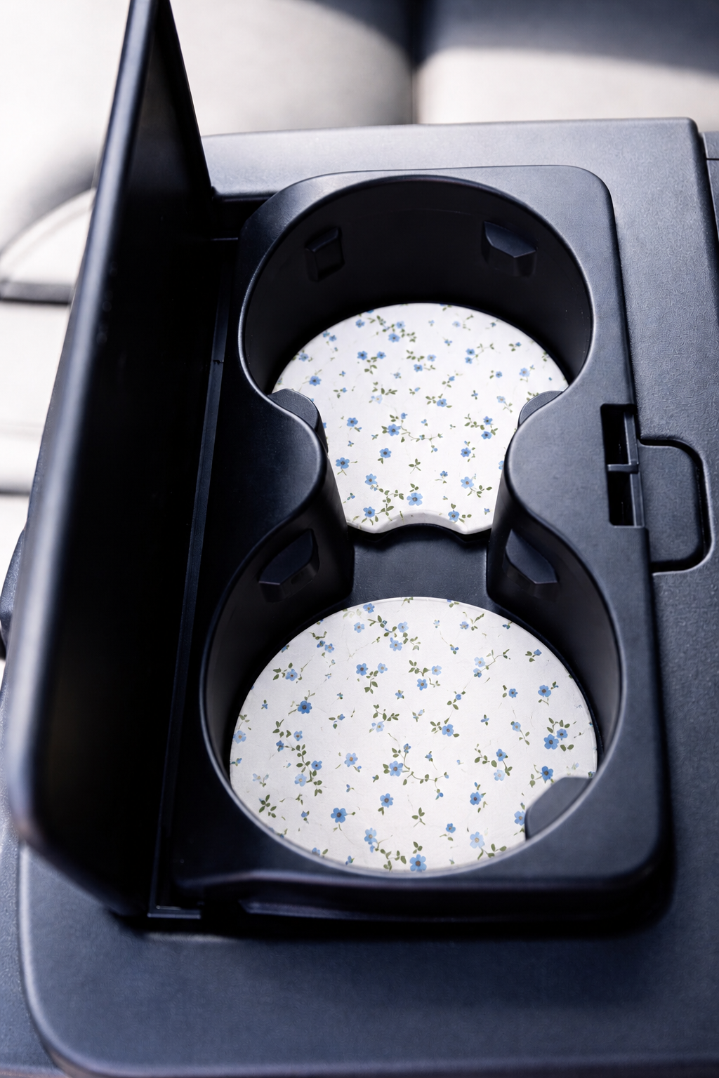 Blue Floral Car Coaster 2-Pack