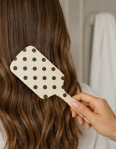 Cream Polka Dot Hairbrush