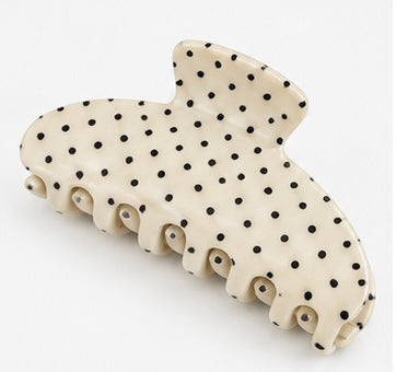 Cream Polka Dot Claw Clip