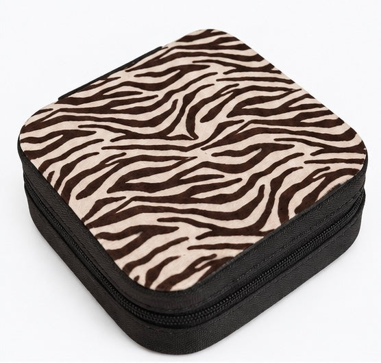 Zebra Striped Square Jewelry Case