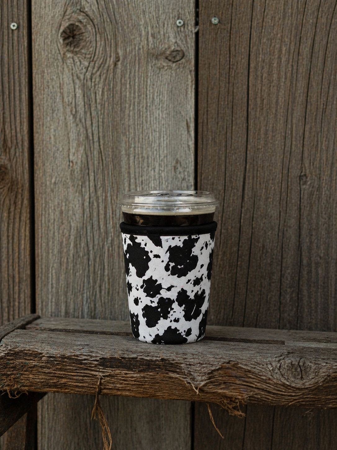 Black Cowhide Drink Sleeve Cozy