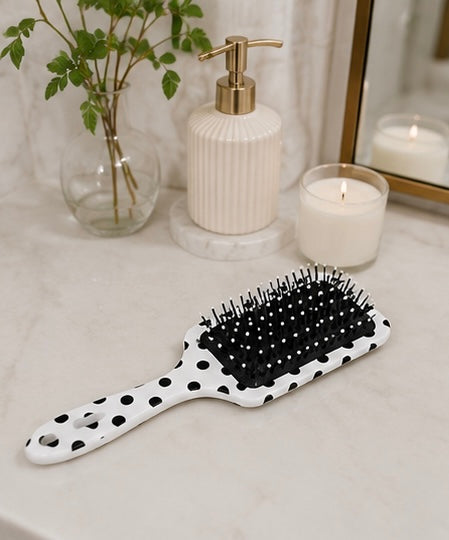White Polka Dot Hairbrush