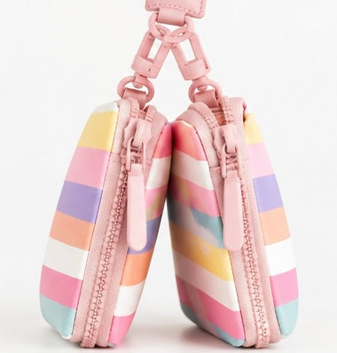 Rainbow Striped Dual Pouch Wristlet