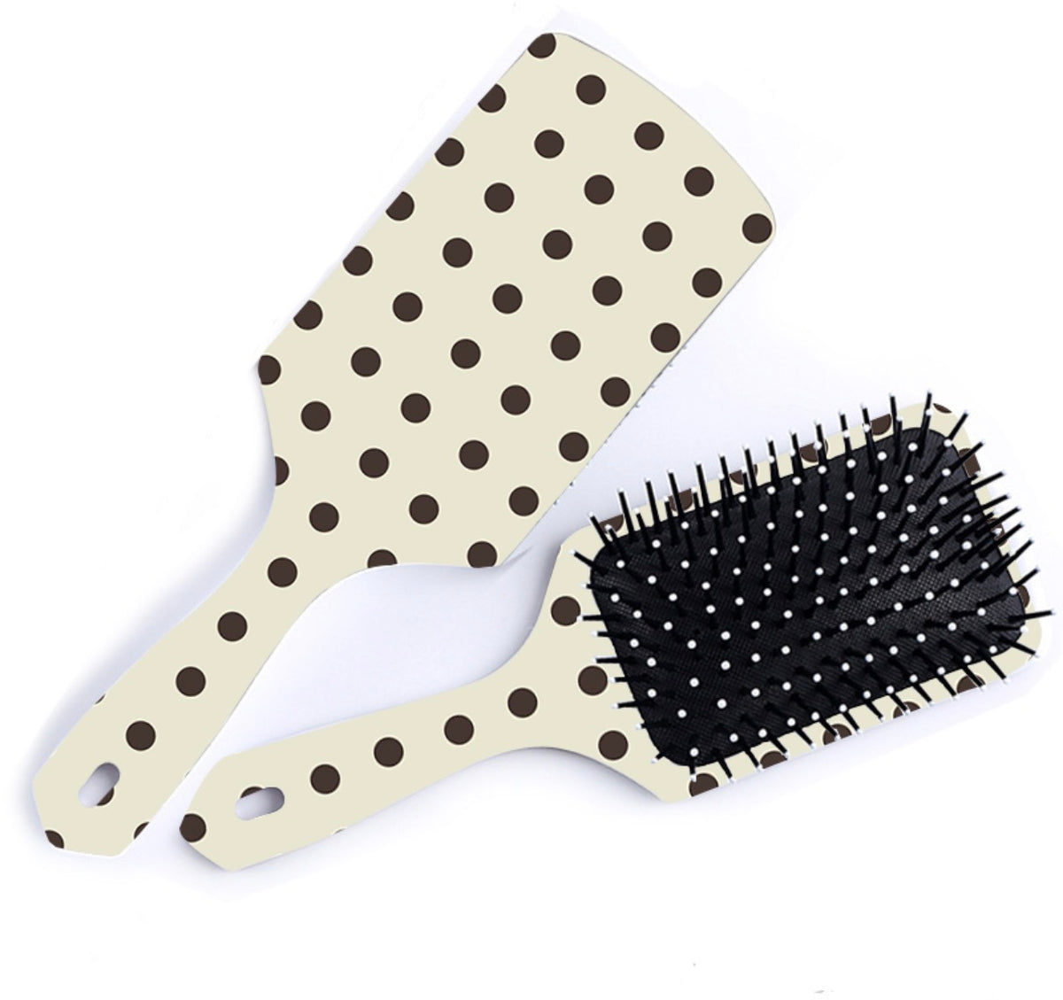 Cream Polka Dot Hairbrush