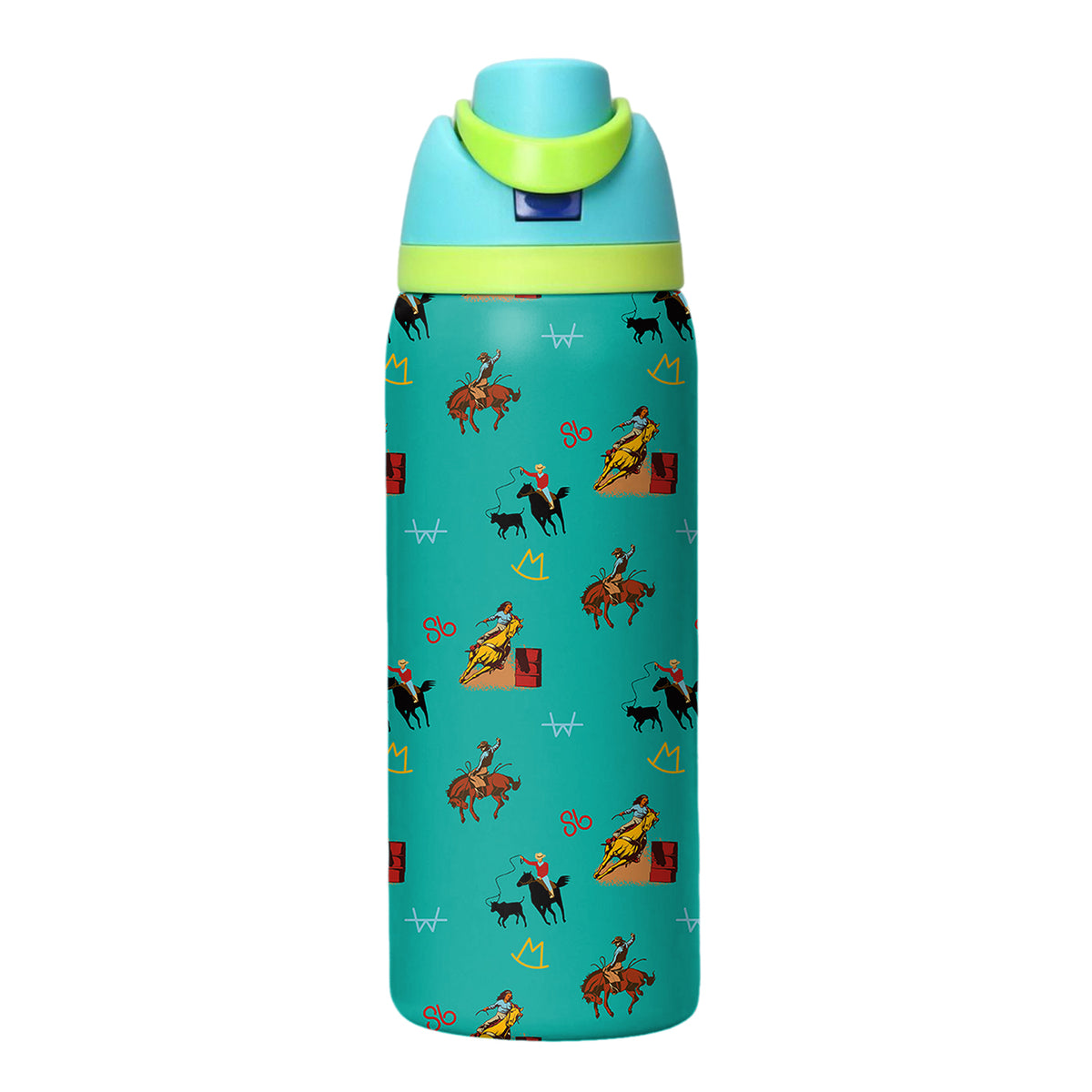 Turquoise Vintage Cowboy Stainless Steel Water Bottle
