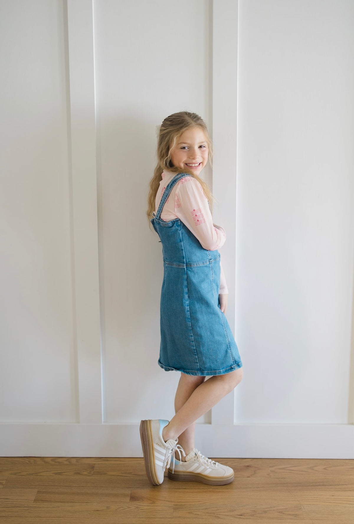 Kids Pink Howdy Sheer Mock Neck Top