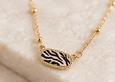 Gold Zebra Striped Necklace