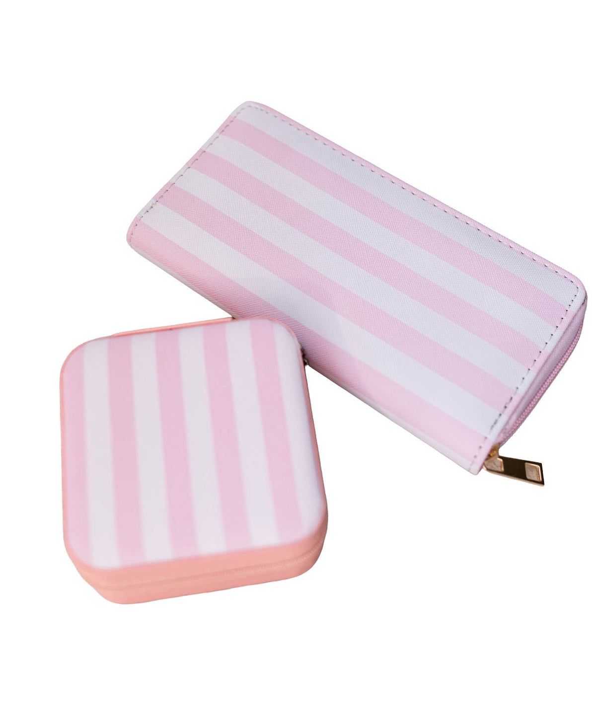 Pink Striped Square Jewelry Case