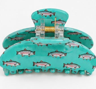 Teal Rainbow Trout Claw Clip