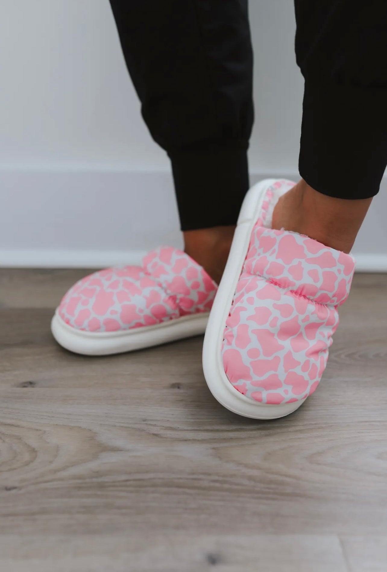 Pink Cowhide Slippers