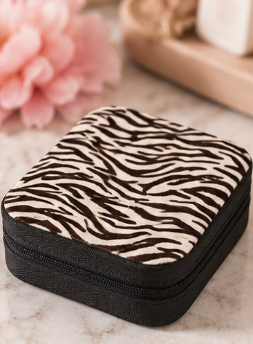 Zebra Striped Square Jewelry Case