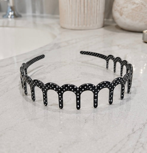 Black Polka Dot Zig-Zag Headband