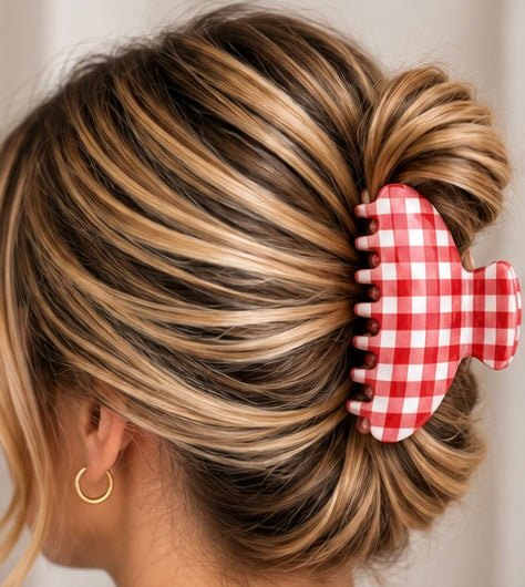 Red Gingham Claw Clip