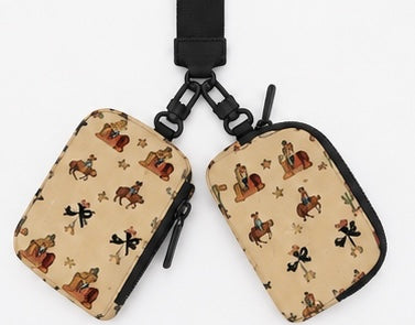 Vintage Cowboy Dual Pouch Wristlet