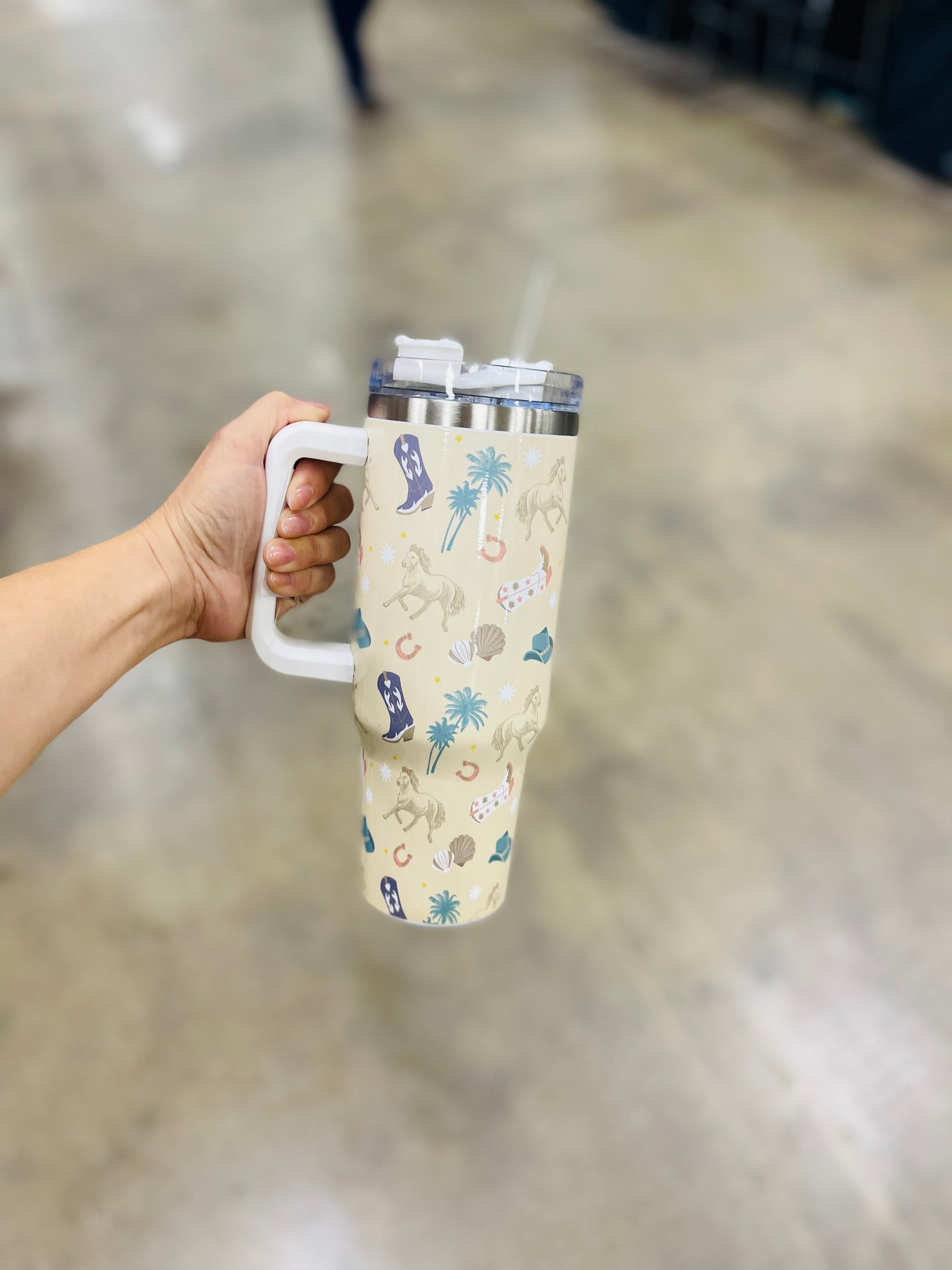 Coastal Cowgirl Tumbler with Handle