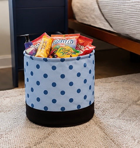 Blue Polka Dot Round Storage Bin