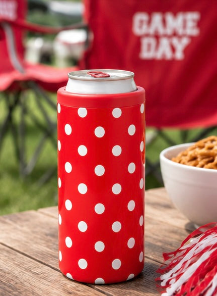 Hard Cooling Can in Red Polka Dot
