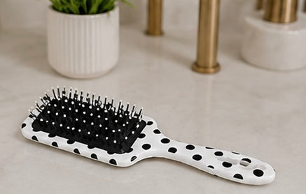 White Polka Dot Hairbrush