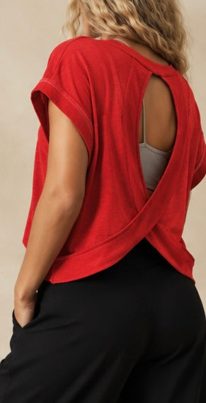 Red Cross-Back Shirt