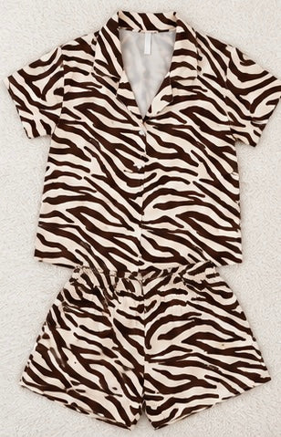 Zebra Striped Pajama Set