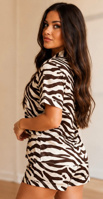 Zebra Striped Pajama Set