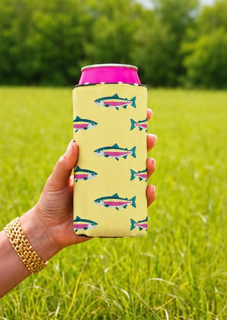 Yellow Rainbow Trout Tall Coozie 2-Pack