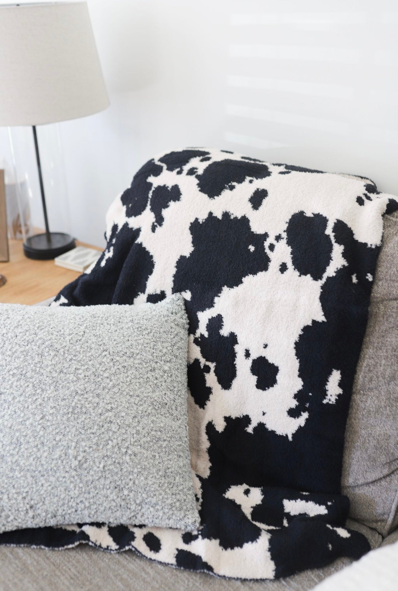 Black Cowhide Throw Blanket