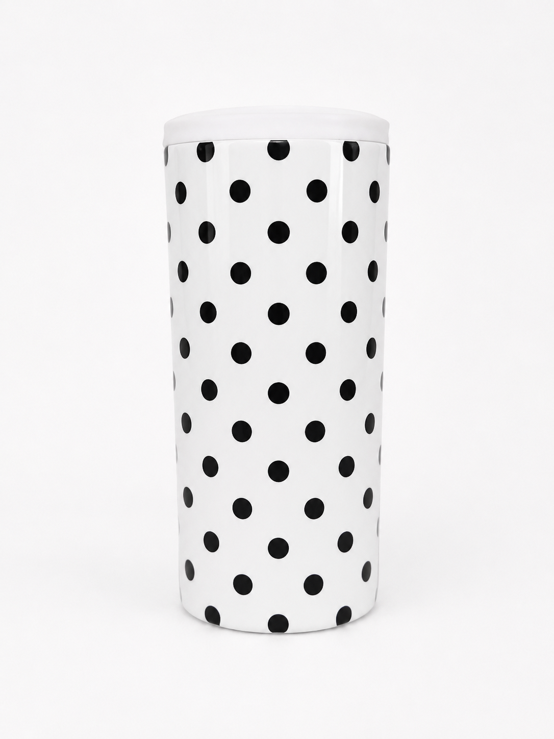 Hard Cooling Can in White Polka Dot
