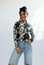 Brown Cowhide Sheer Mock Neck Top
