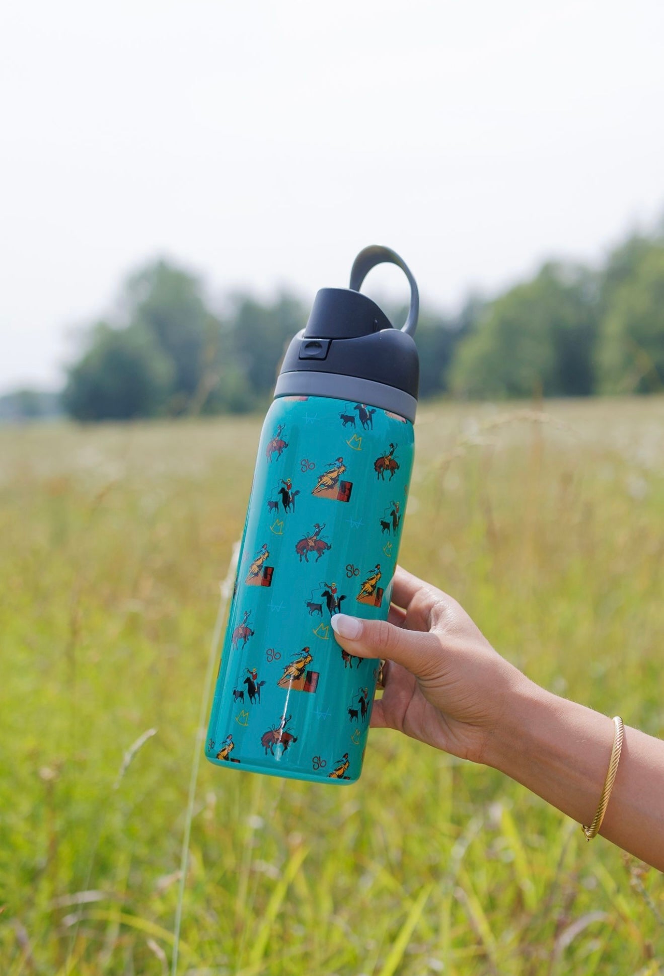 Turquoise Vintage Cowboy Stainless Steel Water Bottle