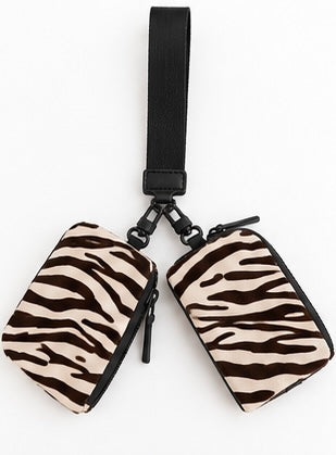 Zebra Striped Dual Pouch Wristlet