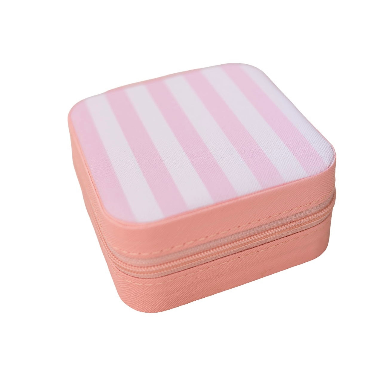 Pink Striped Square Jewelry Case