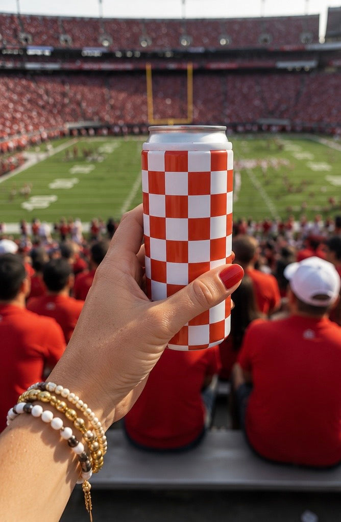 Hard Cooling Can in Red &amp; White Checkerboard