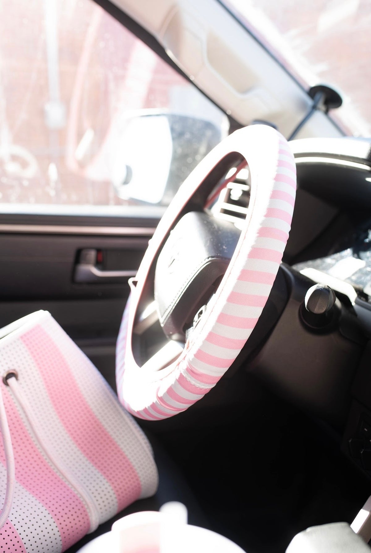Pink Striped Steering Wheel Cover