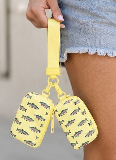 Yellow Rainbow Trout Dual Pouch Wristlet