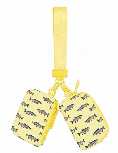 Yellow Rainbow Trout Dual Pouch Wristlet